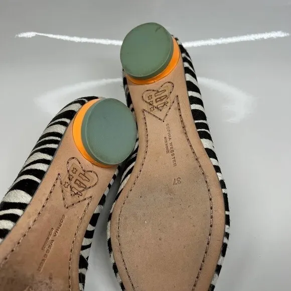 Sophia Webster Loca Zebra Printed Calf Hair Flats Size 37 baddie  retro boho