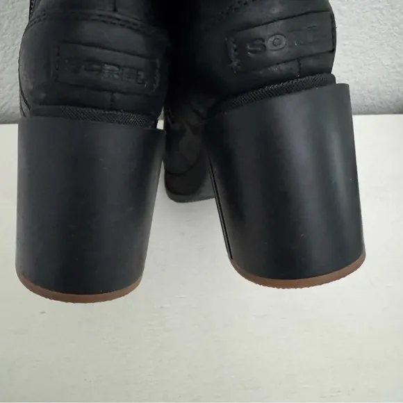 Sorel Blake Black Leather Heeled Booties Ankle Boots Size 9
