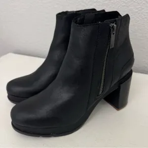 Sorel Blake Black Leather Heeled Booties Ankle Boots Size 9