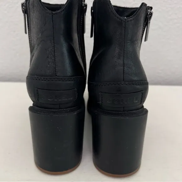 Sorel Blake Black Leather Heeled Booties Ankle Boots Size 9