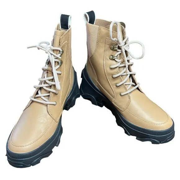 Sorel Brex Boot Lace Waterproof Leather Lace Up Boots NEW Size 7 Tawny Buff Tan
