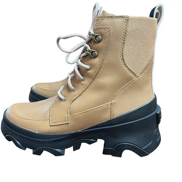 Sorel Brex Boot Lace Waterproof Leather Lace Up Boots NEW Size 7 Tawny Buff Tan