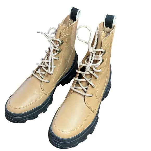 Sorel Brex Boot Lace Waterproof Leather Lace Up Boots NEW Size 7 Tawny Buff Tan