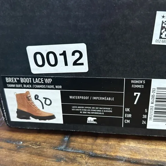 Sorel Brex Boot Lace Waterproof Leather Lace Up Boots NEW Size 7 Tawny Buff Tan