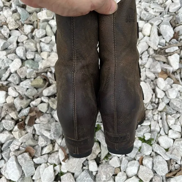 *Sorel | Brown Leather Joan of Arctic Wedge Boots Size 8