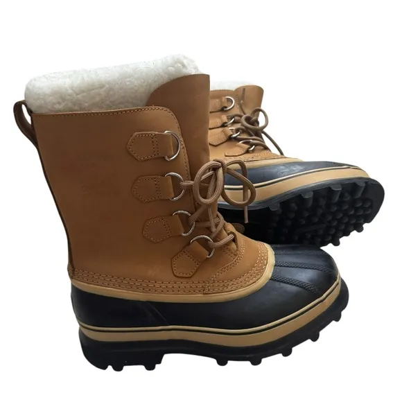 SOREL Caribou fleece-trimmed nubuck and rubber snow boots