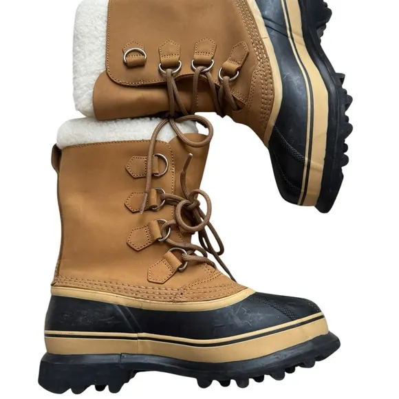 SOREL Caribou fleece-trimmed nubuck and rubber snow boots