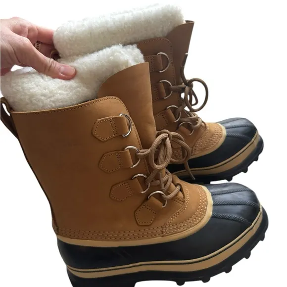 SOREL Caribou fleece-trimmed nubuck and rubber snow boots