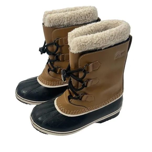 Sorel Caribou Fleece Trimmed Nubuck Boots Youth Sz 4 NWOB