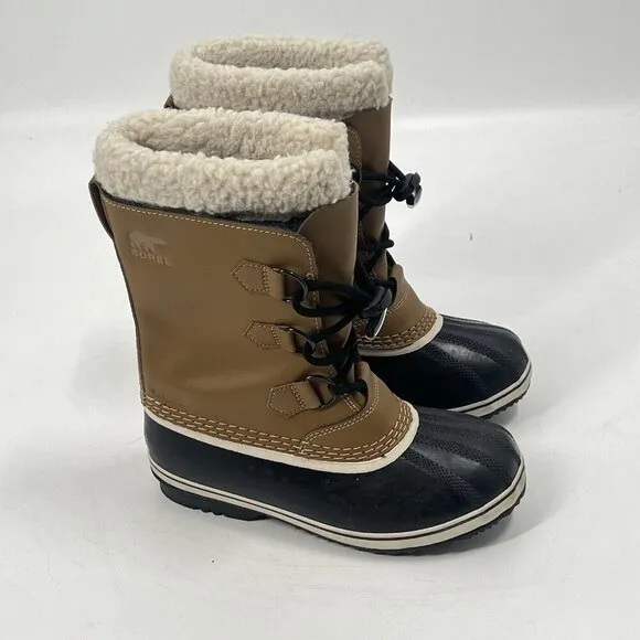 Sorel Caribou Fleece Trimmed Nubuck Boots Youth Sz 4 NWOB