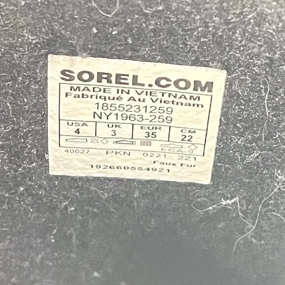 Sorel Caribou Fleece Trimmed Nubuck Boots Youth Sz 4 NWOB