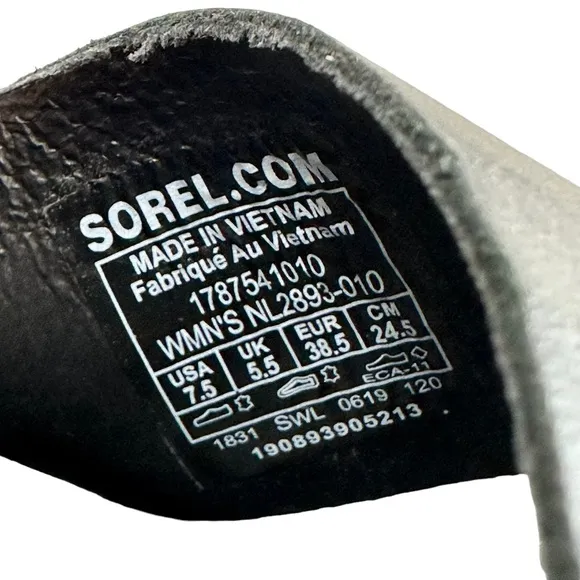 Sorel Ella Leather Black Sandals Women’s Size 7.5