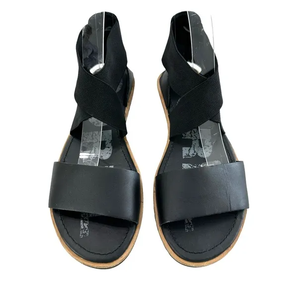 Sorel Ella Leather Black Sandals Women’s Size 7.5