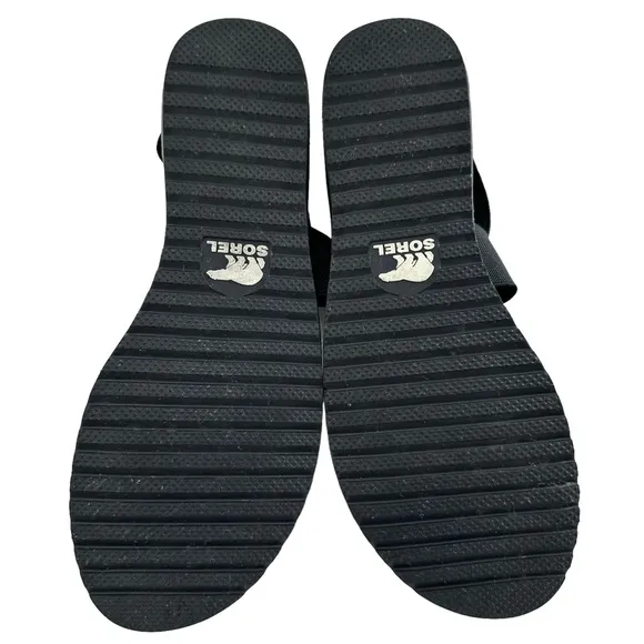 Sorel Ella Leather Black Sandals Women’s Size 7.5