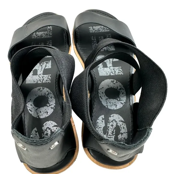 Sorel Ella Leather Black Sandals Women’s Size 7.5