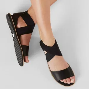 Sorel Ella Leather Black Sandals Women’s Size 7.5