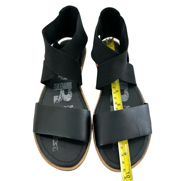 Sorel Ella Leather Black Sandals Women’s Size 7.5