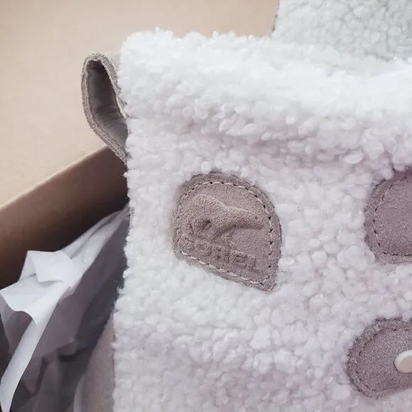 Sorel Joan Explorer II Cozy Ancient Fossil Beige Teddy Fleece Boots Size 6 New