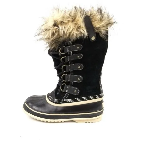 SOREL Joan of Arctic Black Fur Winter Waterproof Snow Duck Knee Boots Gorpcore 8