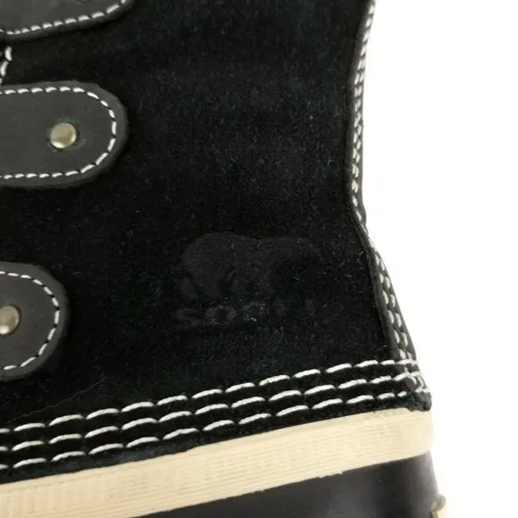 SOREL Joan of Arctic Black Fur Winter Waterproof Snow Duck Knee Boots Gorpcore 8