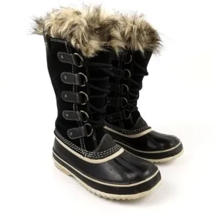 SOREL Joan of Arctic Black Fur Winter Waterproof Snow Duck Knee Boots Gorpcore 8