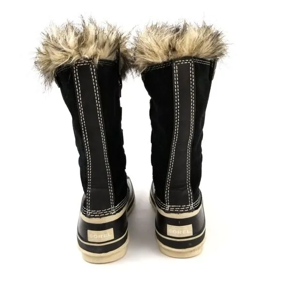 SOREL Joan of Arctic Black Fur Winter Waterproof Snow Duck Knee Boots Gorpcore 8