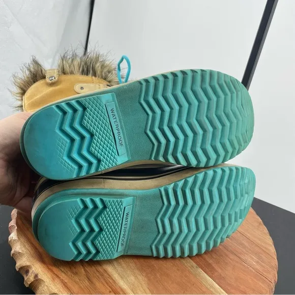 Sorel Joan of Arctic Leather Waterproof Boots NL1540-373 Curry/Turquoise Size 7