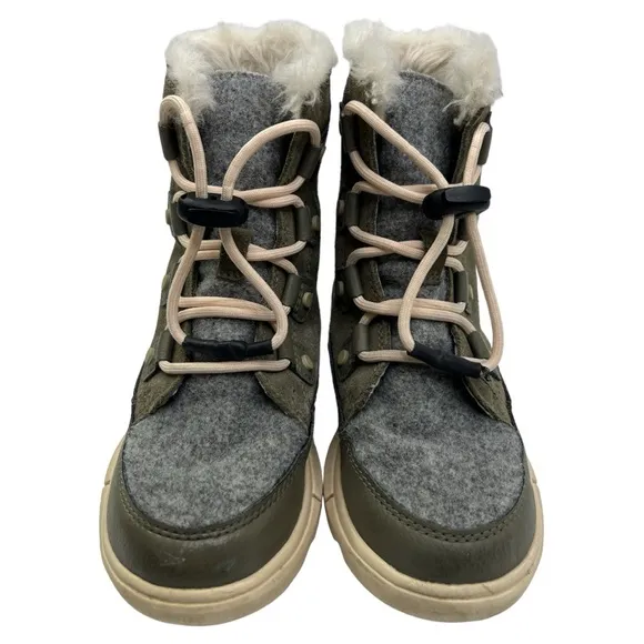 SOREL  UNISEX GREEN EXPLORER YOUTH LACE UP WATERPROOF BOOTS SZ 12