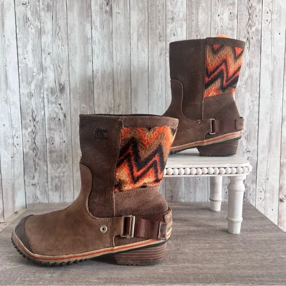 Sorel Western Leather Boots Womens Size 7.5