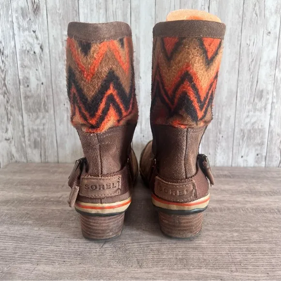 Sorel Western Leather Boots Womens Size 7.5