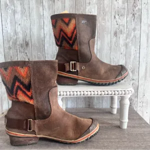 Sorel Western Leather Boots Womens Size 7.5