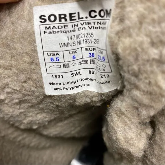 Sorel Womens Trivoli Tall Waterprood Fleece Lined Snow Boots Size 6.5