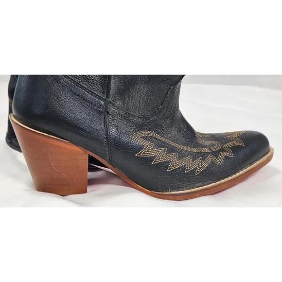 Southern Fried Chics Black Knight Tall Leather Cowboy Boots Size 8.5 NWT