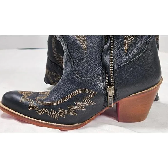 Southern Fried Chics Black Knight Tall Leather Cowboy Boots Size 8.5 NWT