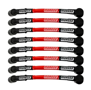 Spark Plug Wire Set - Ultra - Spiral Core - 7 mm - Sleeved - Red - 90 Degree Plug Boots - Factory Style Boots - 11.00 in Long - GM LS-Series - Kit