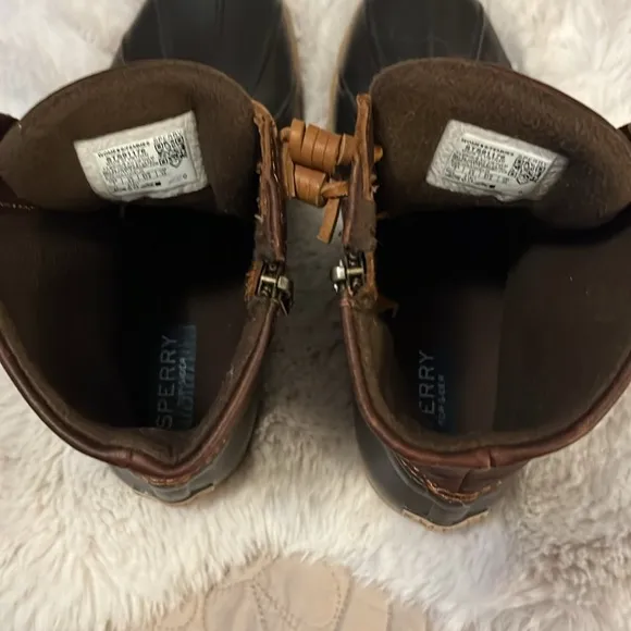 Sperry Hightop Lace Up Zipper Saltwater Ankle Duck Boots Sz 7