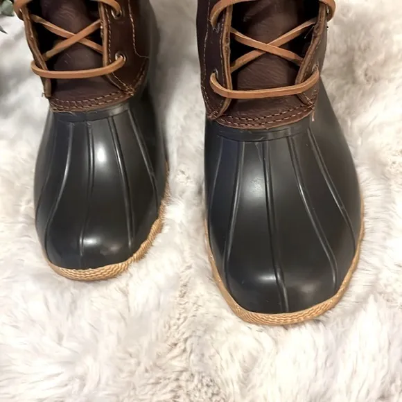 Sperry Hightop Lace Up Zipper Saltwater Ankle Duck Boots Sz 7