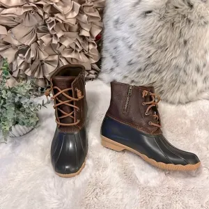 Sperry Hightop Lace Up Zipper Saltwater Ankle Duck Boots Sz 7