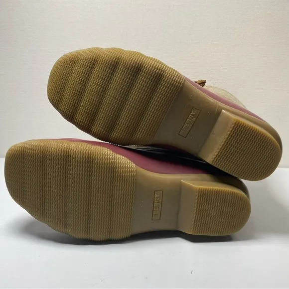 Sperry Saltwater Wool duck boots sz 8 Rubber Side Zip Fleece Lined red tan