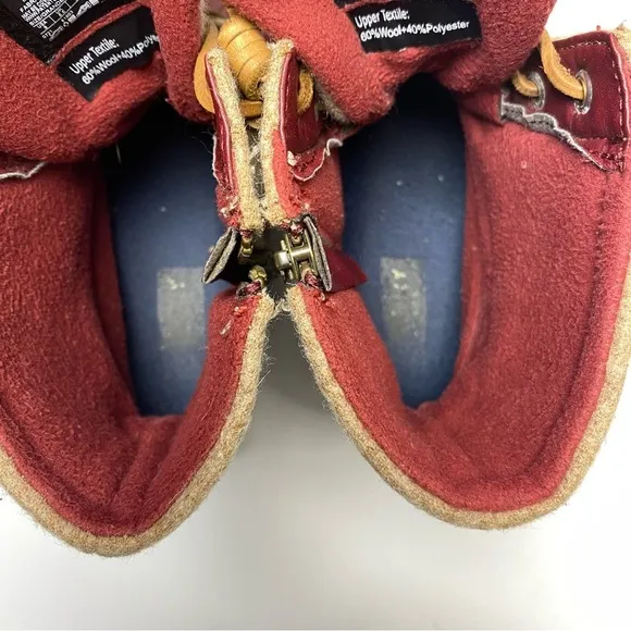 Sperry Saltwater Wool duck boots sz 8 Rubber Side Zip Fleece Lined red tan