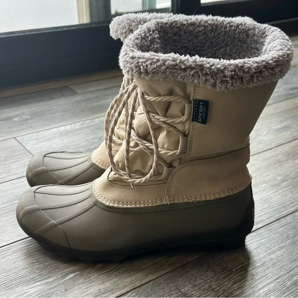 Sperry Syren Strait‎ Oat Fleece Duck Boots Waterproof Women's 10