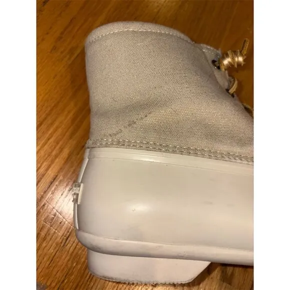 Sperry Women's Ankle Snow Boots Size 10 Ivory Metallic Winter Casual