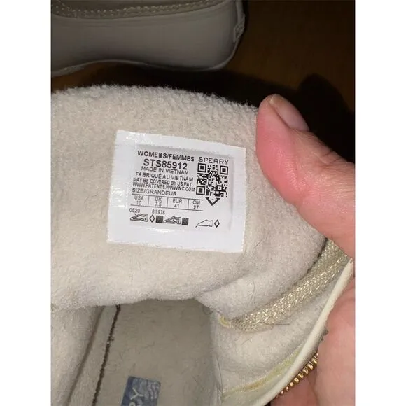 Sperry Women's Ankle Snow Boots Size 10 Ivory Metallic Winter Casual