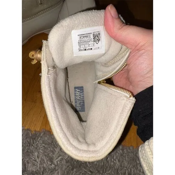 Sperry Women's Ankle Snow Boots Size 10 Ivory Metallic Winter Casual