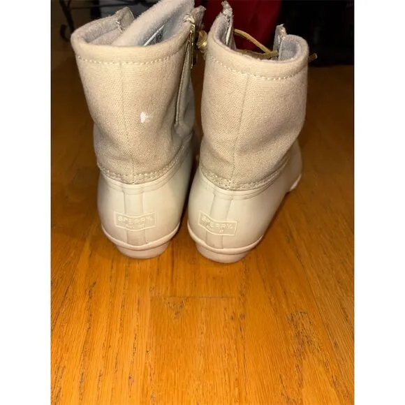 Sperry Women's Ankle Snow Boots Size 10 Ivory Metallic Winter Casual