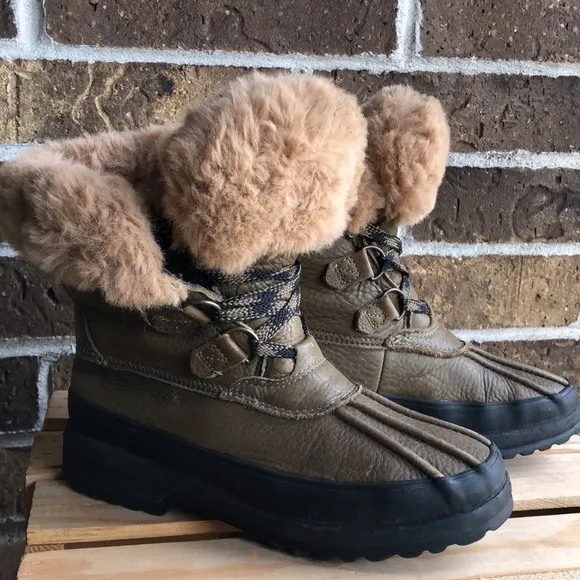 Sperry Women's Maritime Olive Green Leather Winter Boots