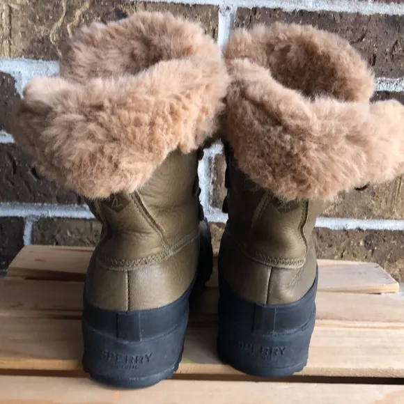 Sperry Women's Maritime Olive Green Leather Winter Boots