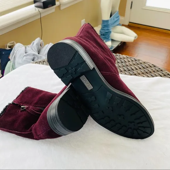 Sporto NEW Leather Plum Zip Up Boots