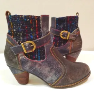 Spring Step L'Artiste Cienna Boots Distressed Multicolor Leather US 7.5 - 8 Zip