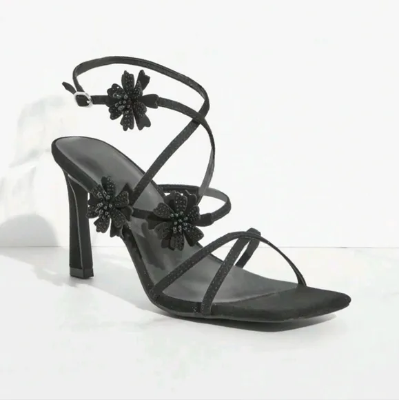 Square Toeflower Thin Strippy High Heel